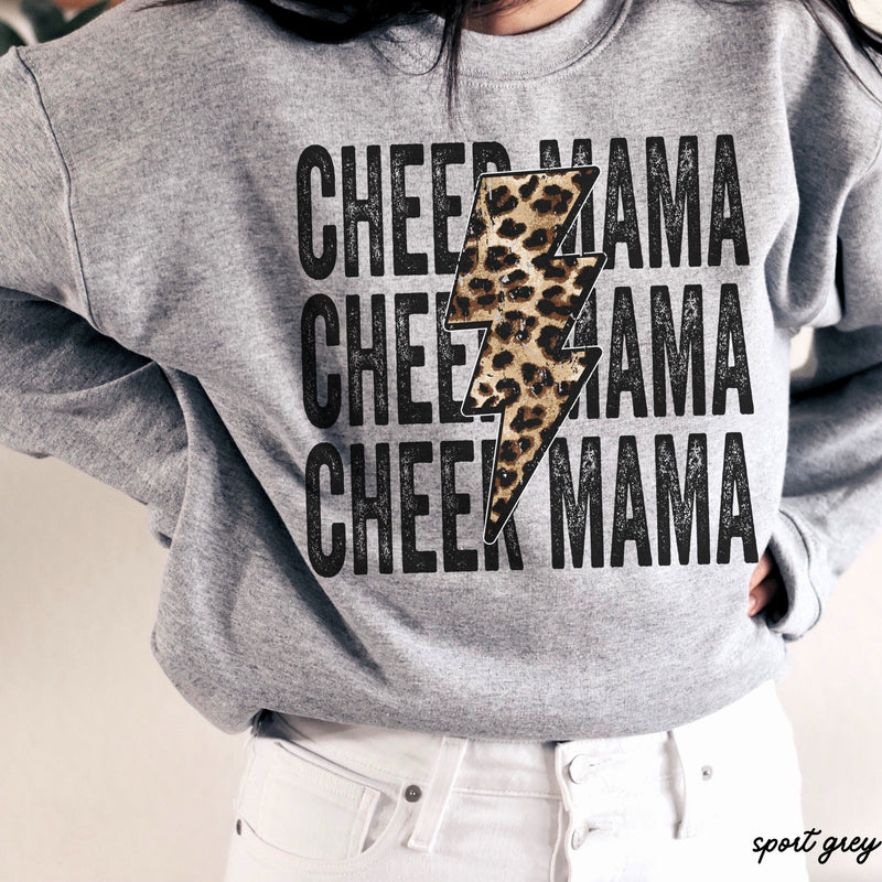 PRE-ORDER: Cheer Mama Leopard Bolt Sweatshirt *6 Colors (S-3X)