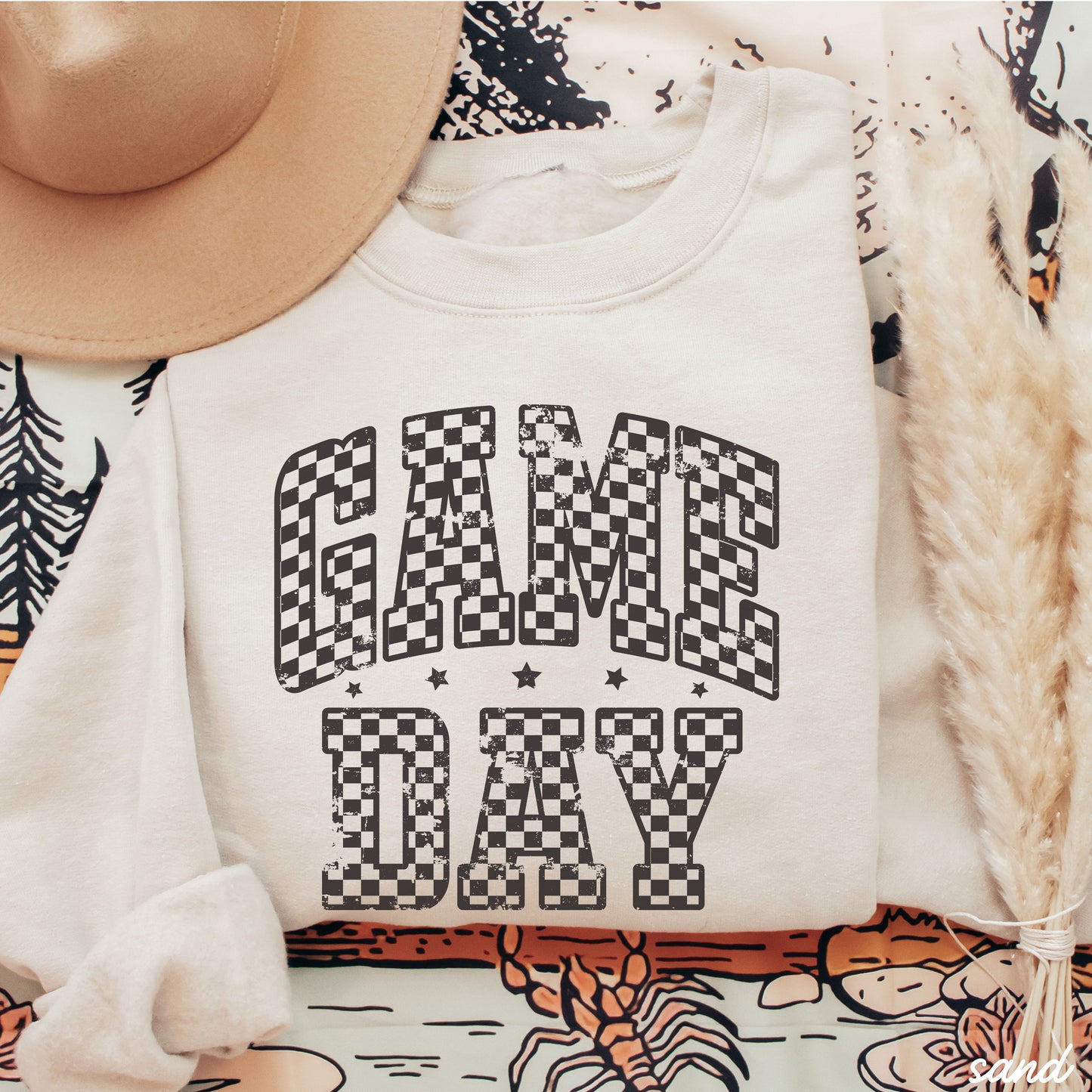 Game Day Checkered Sweatshirt *6 Colors (S-3X)