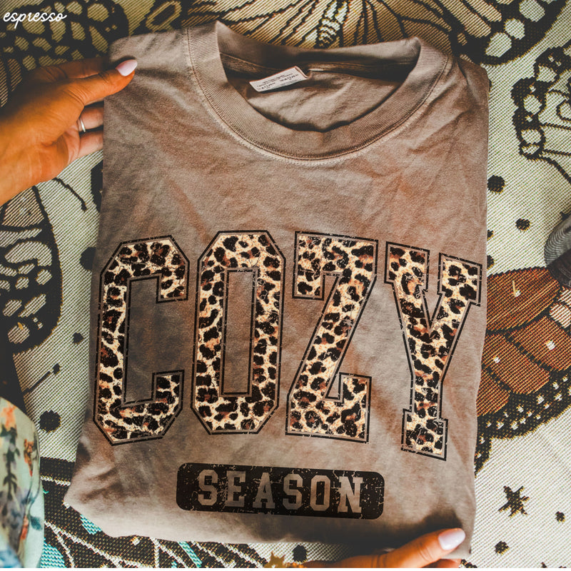 *Leopard Cozy Season Tee *7 Colors (S-3X)