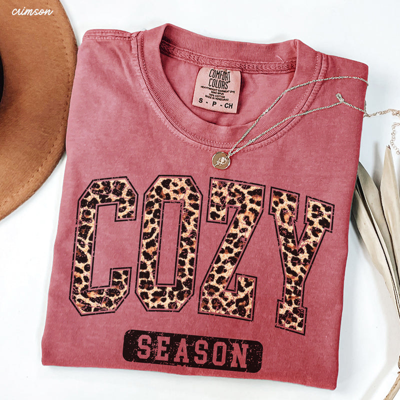 *Leopard Cozy Season Tee *7 Colors (S-3X)