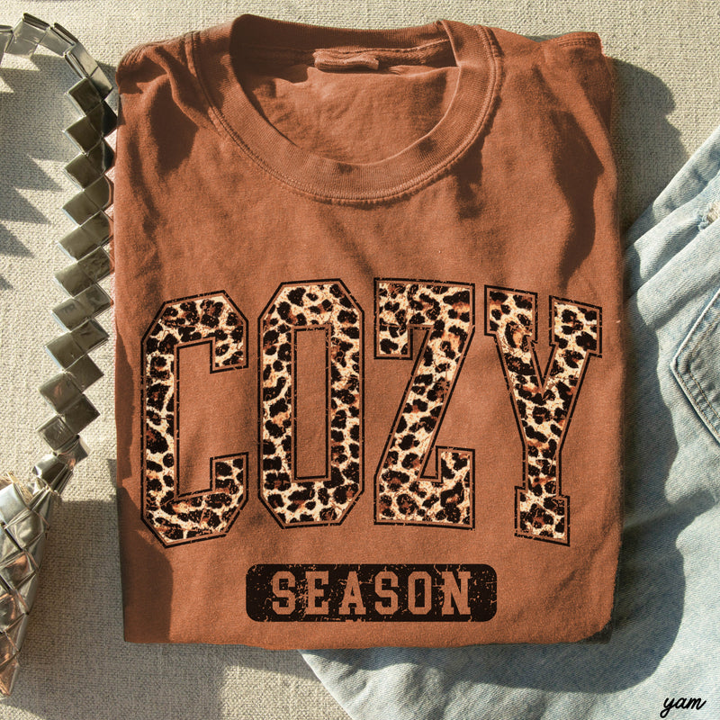 *Leopard Cozy Season Tee *7 Colors (S-3X)