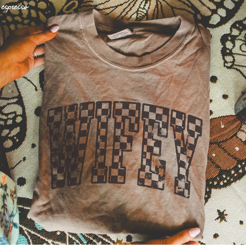 Pre-Order: Wifey Checkered Tee *12 Colors (S-3X)