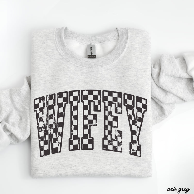 Pre-Order: Wifey Checkered Sweatshirt *6 Colors (S-3X)