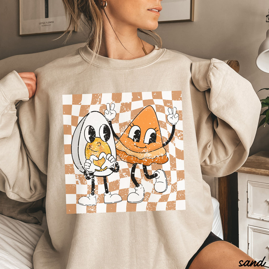 *Checkered Egg & Pie Sweatshirt *5 Colors (S-3X)