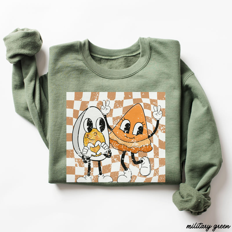 *Checkered Egg & Pie Sweatshirt *5 Colors (S-3X)