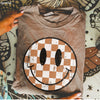 *Fall Checkered Happy Face Tee *6 Colors (S-3X)