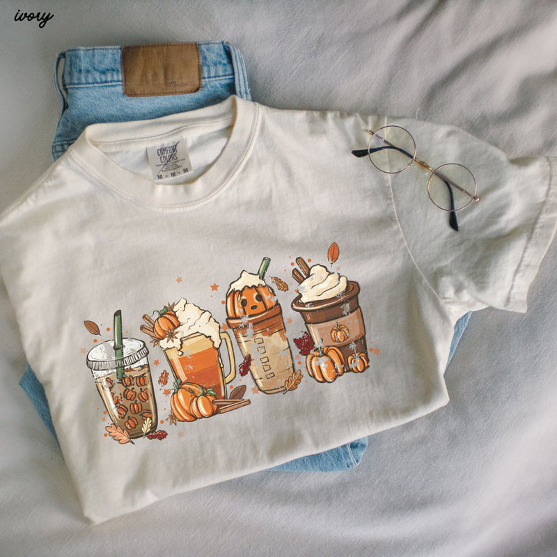 *Fall Coffee Drinks Tee *6 Colors (S-3X)