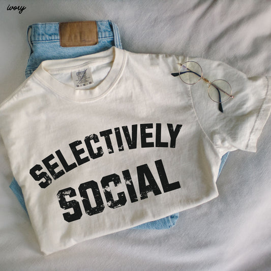 Selectively Social Tee *9 Colors (S-3X)
