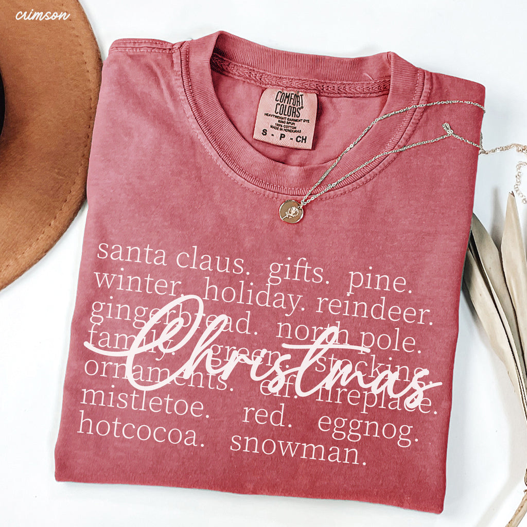 Pre-Order: Christmas Words Tee *7 Colors (S-3X)