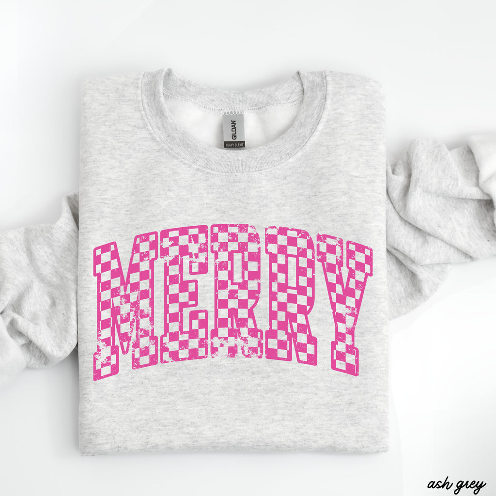 Pre-Order: Checkered Merry Sweatshirt *5 Colors (S-3X)