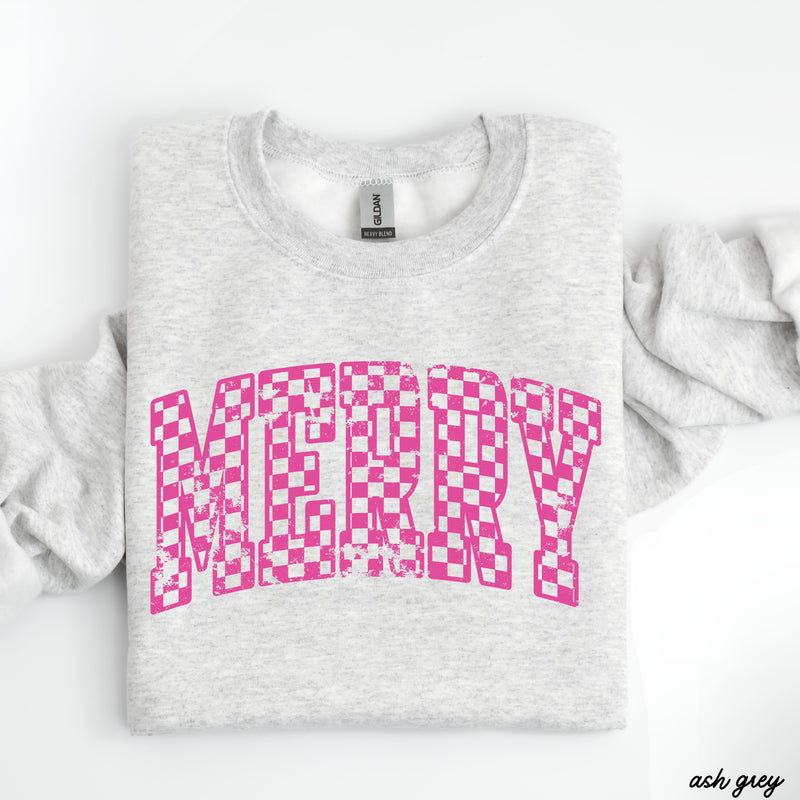 Pre-Order: Checkered Merry Sweatshirt *5 Colors (S-3X)