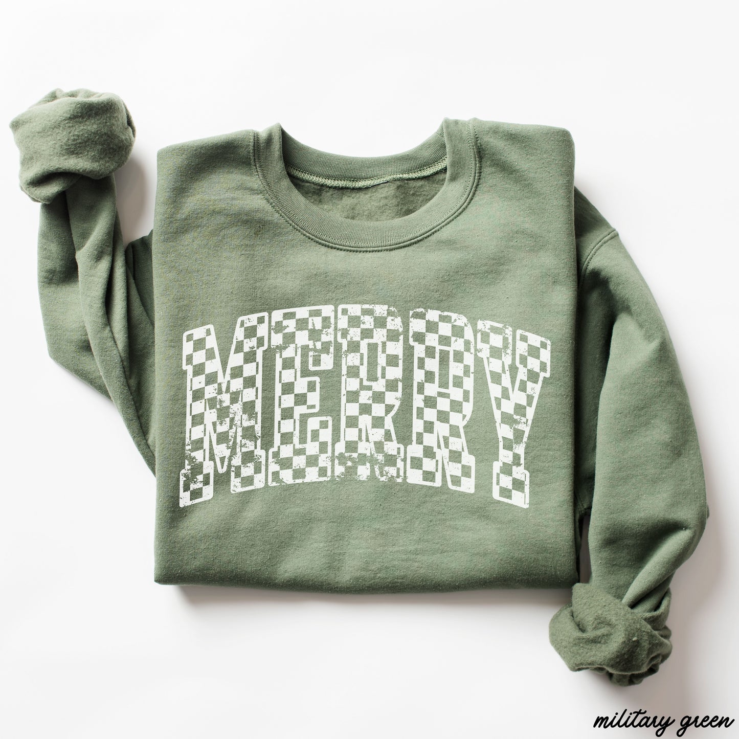 Checkered Merry Sweatshirt *5 Colors (S-3X)