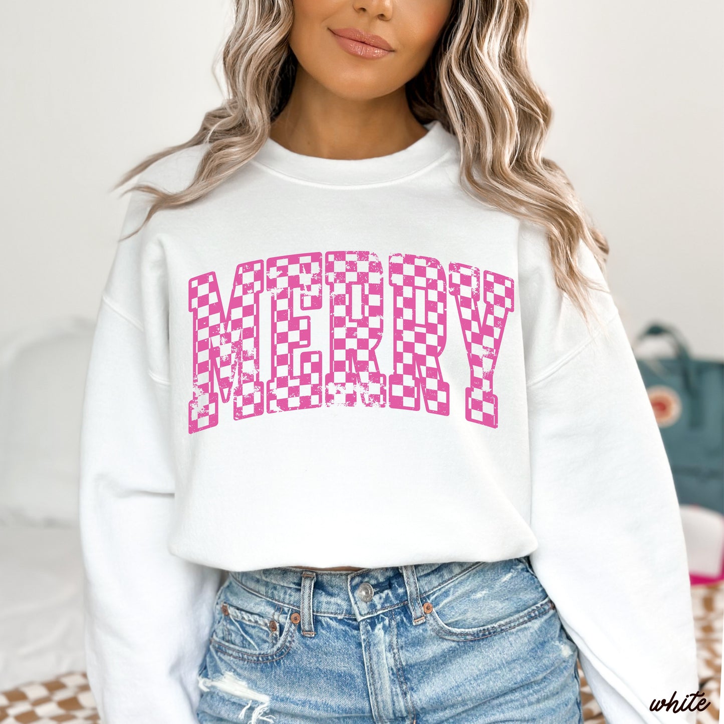 Checkered Merry Sweatshirt *5 Colors (S-3X)