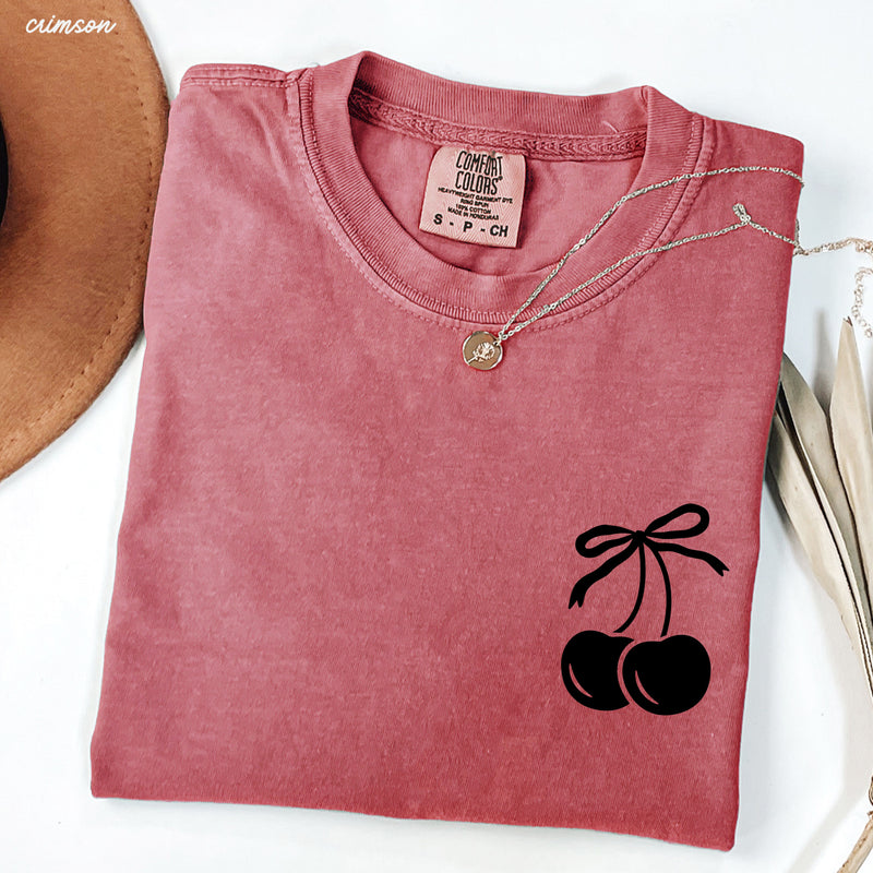 Pocket Cherry Coquette Tee *5 Colors (S-3X)