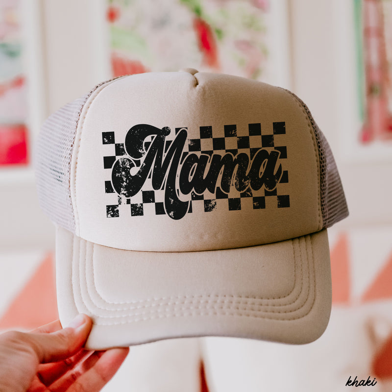 Checkered Mama Trucker Hat *5 COLORS