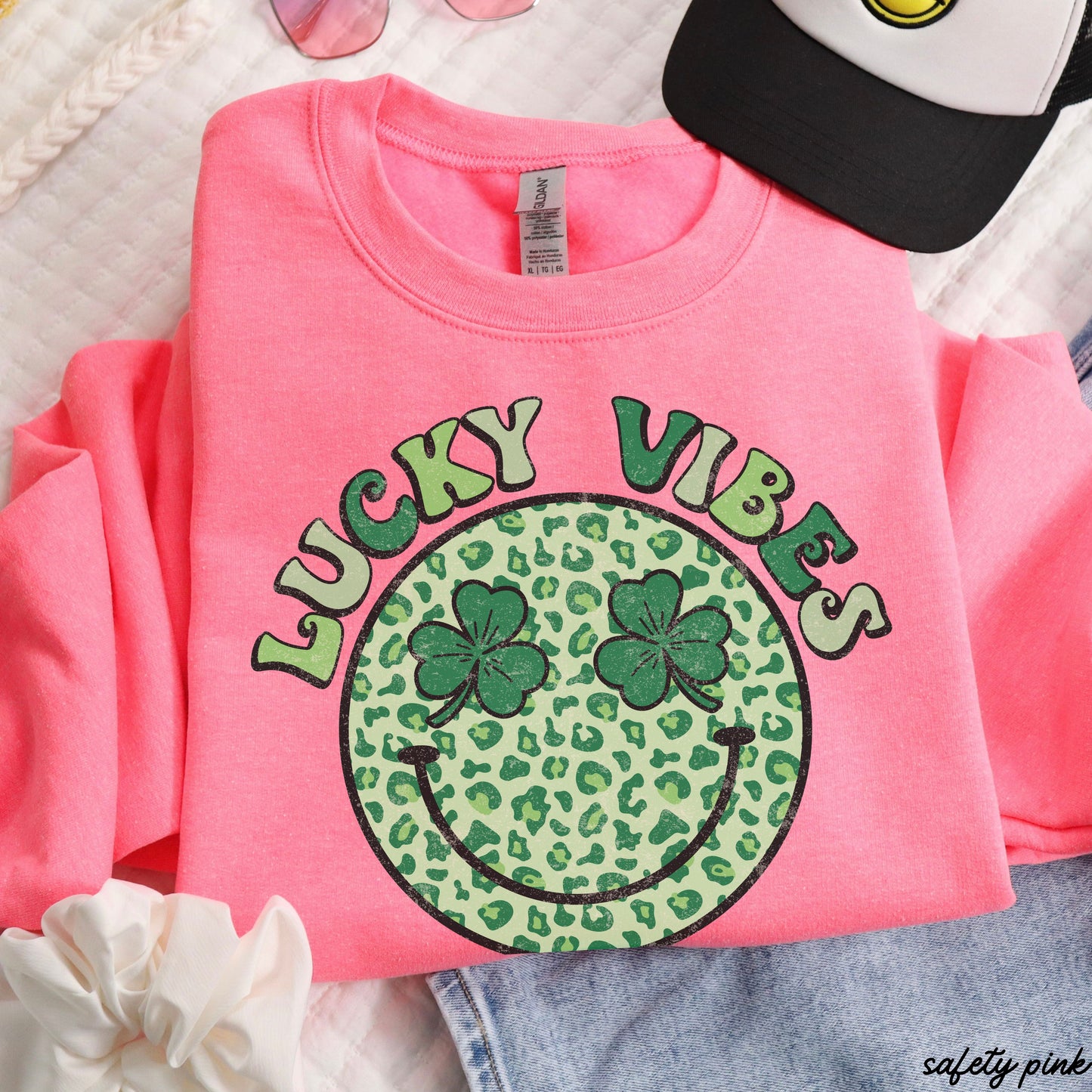 Lucky Vibes Happy Face Sweatshirt *5 Colors (S-3X)