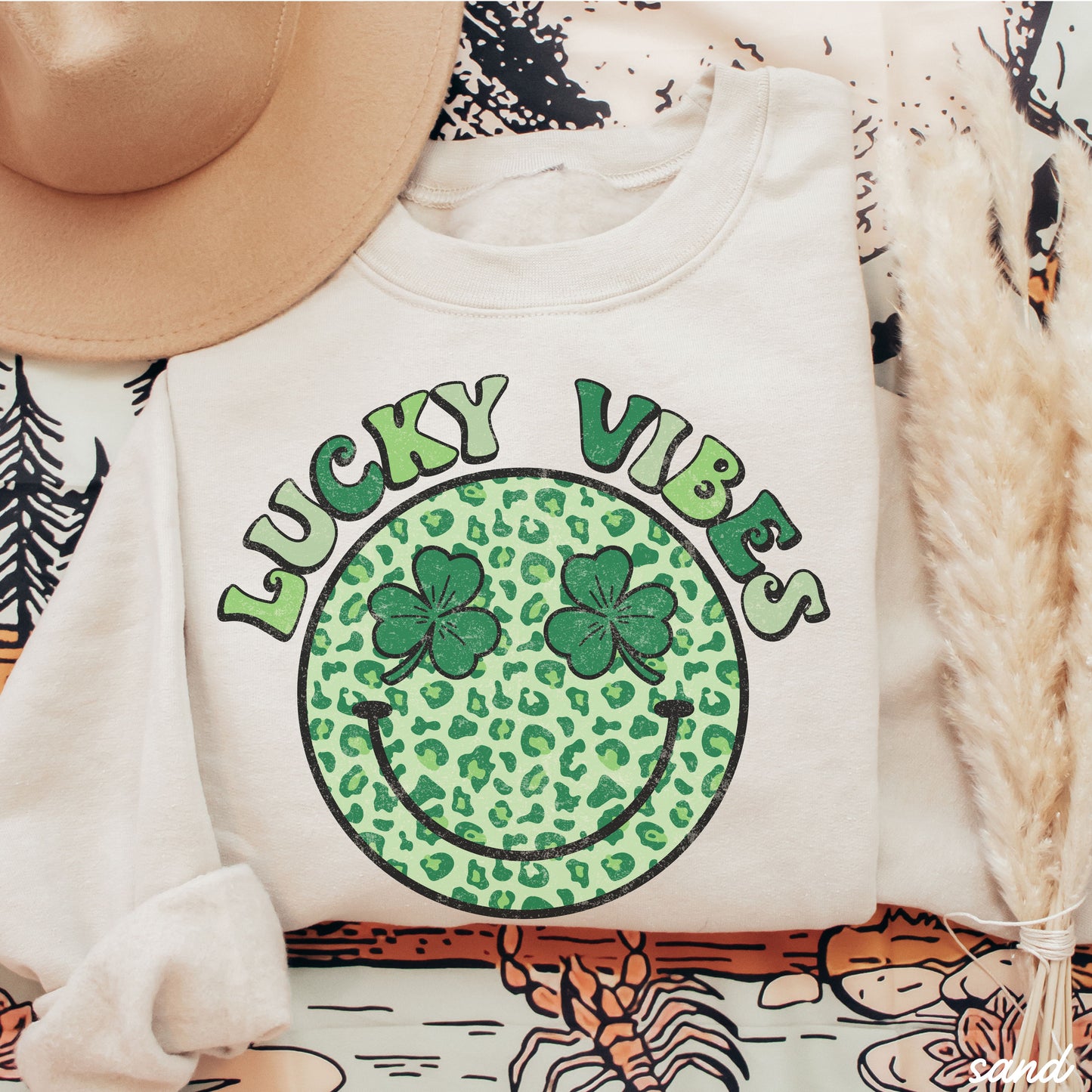 Lucky Vibes Happy Face Sweatshirt *5 Colors (S-3X)