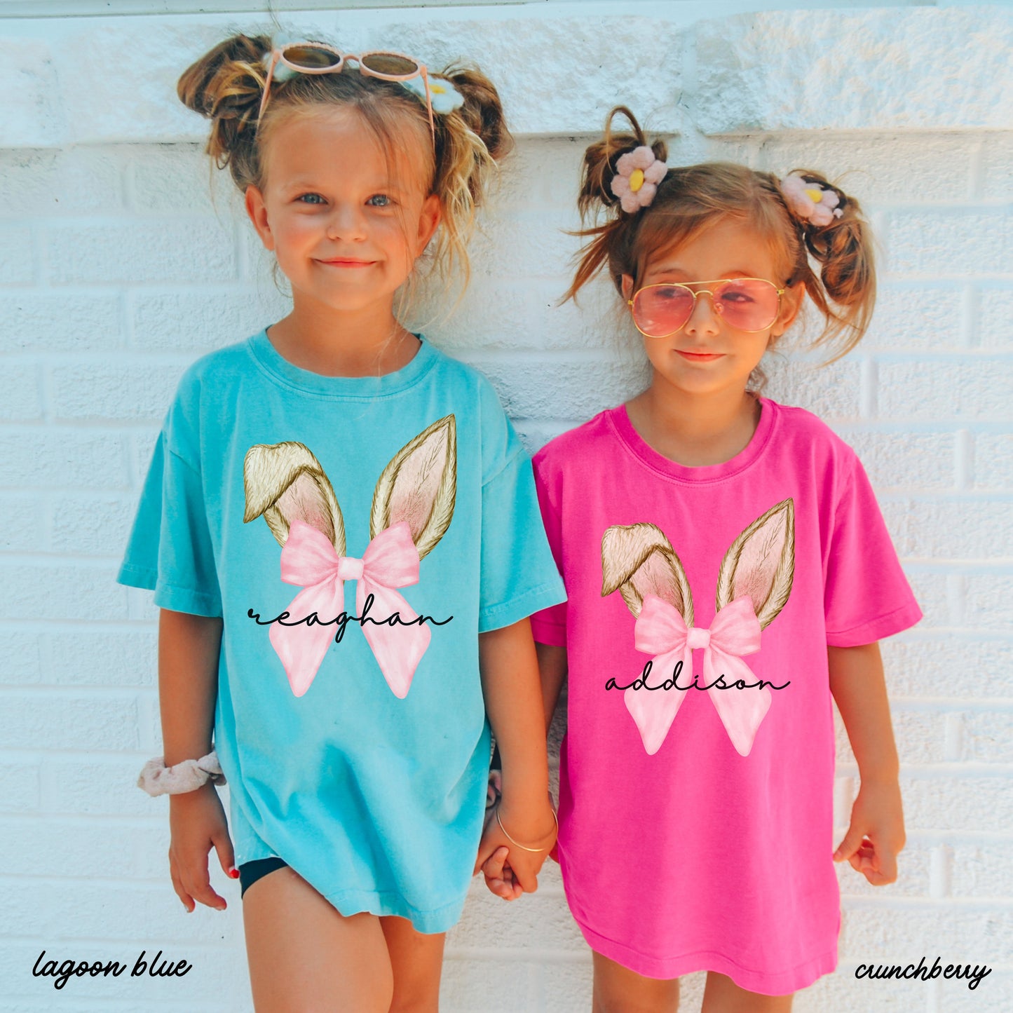 Personalized YOUTH Coquette Bunny Ears Comfort Colors Tee *7 Colors (S-3X)