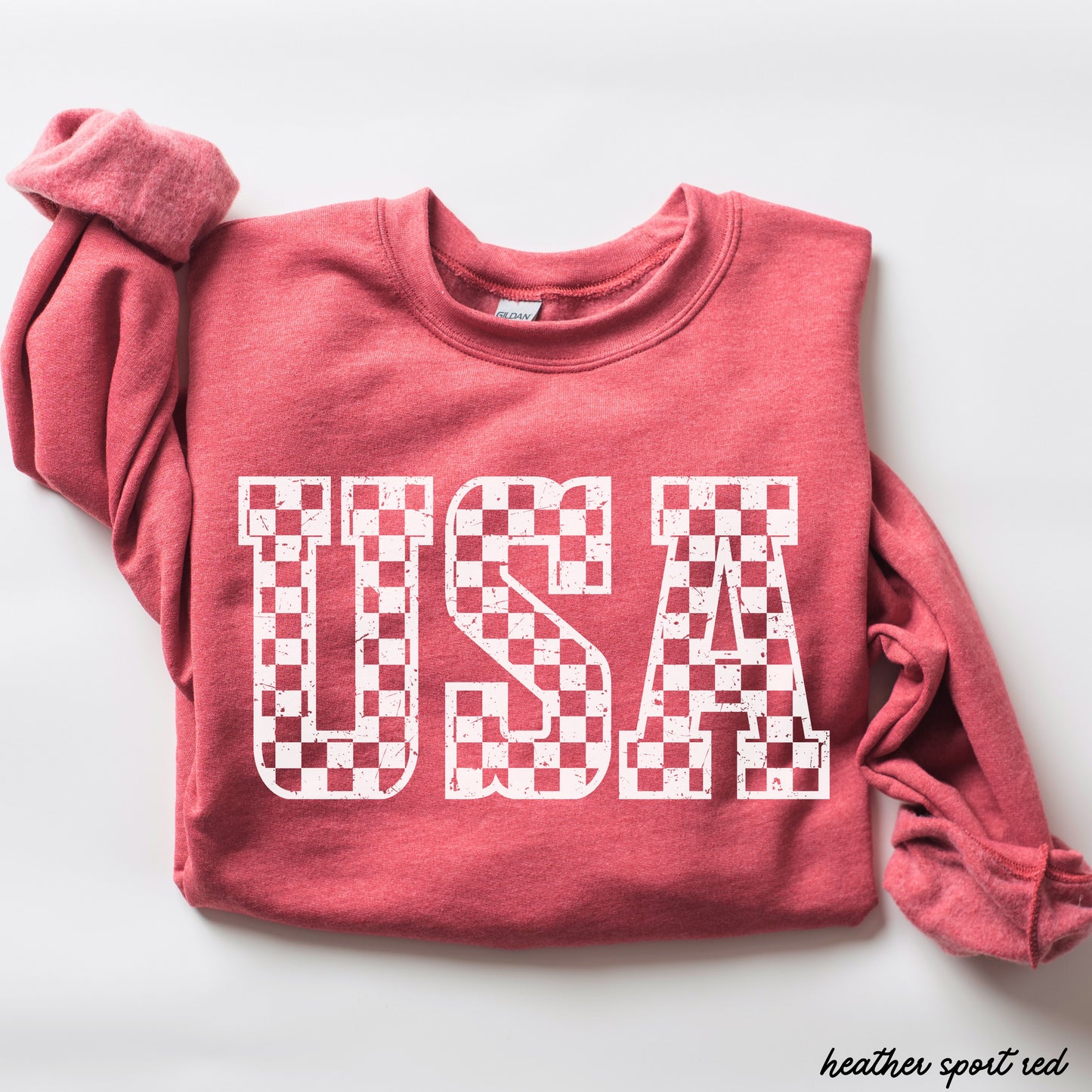 Checkered USA Sweatshirt *7 Colors (S-3X)
