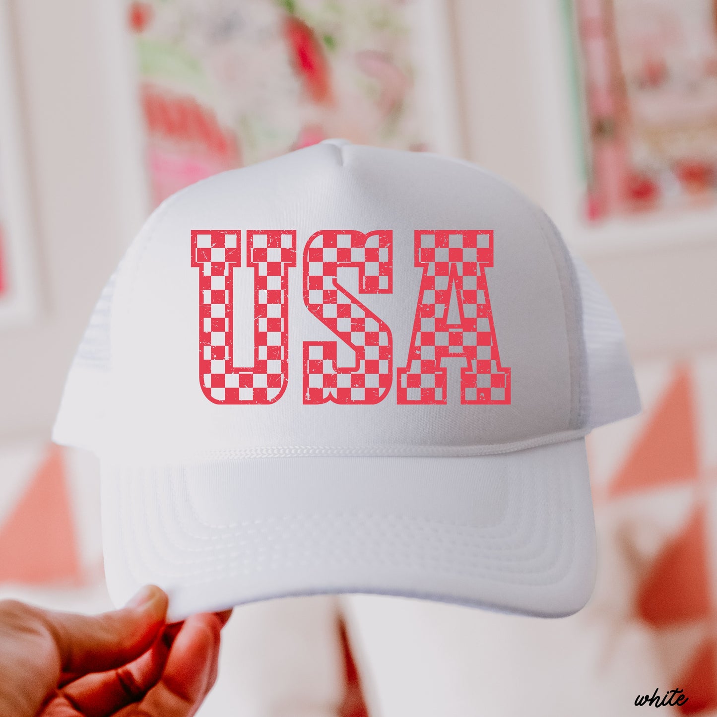 Checkered USA Trucker Hat *9 COLORS
