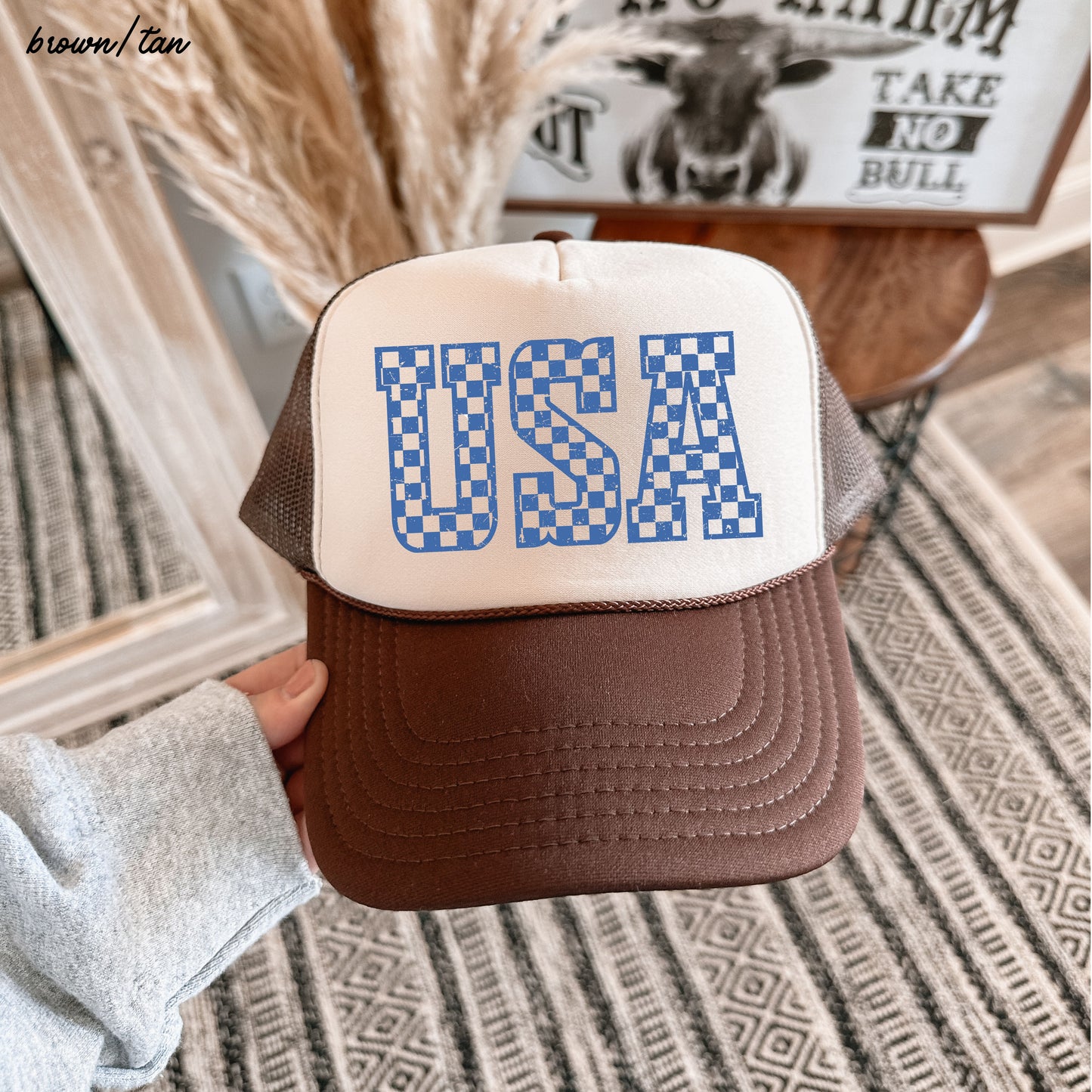 Checkered USA Trucker Hat *9 COLORS