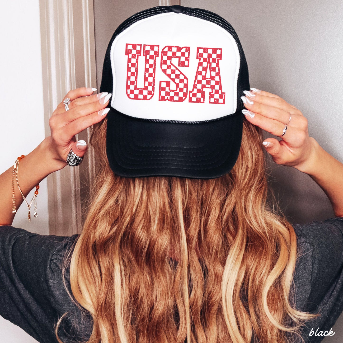 Checkered USA Trucker Hat *9 COLORS