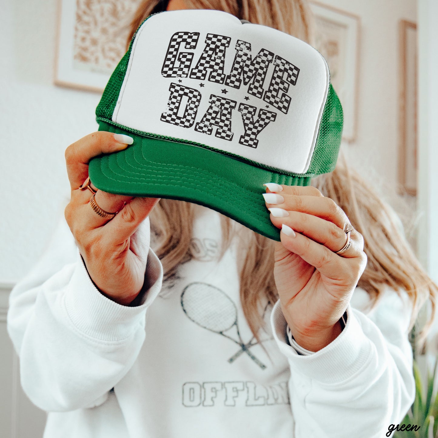 Checkered Game Day Trucker Hat *9 COLORS