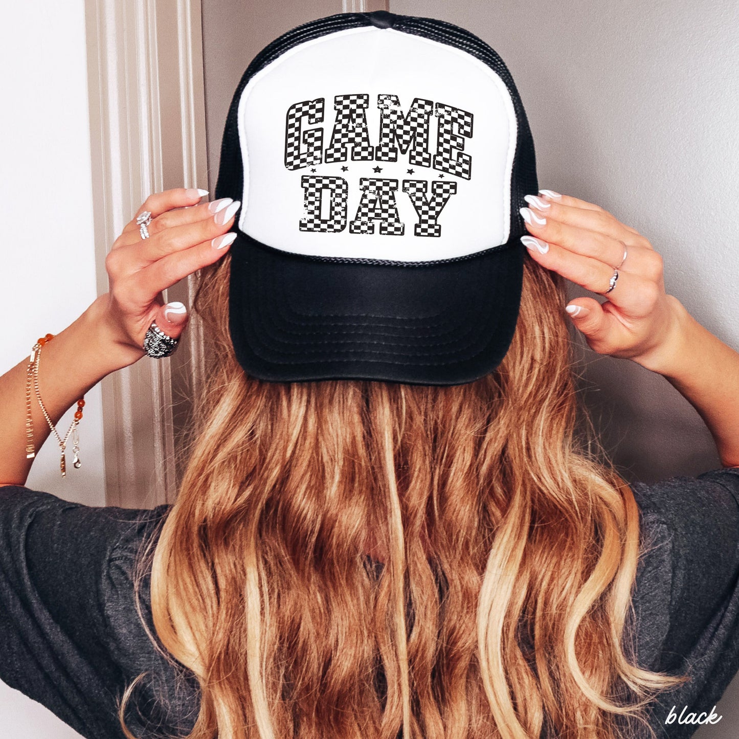 Checkered Game Day Trucker Hat *9 COLORS