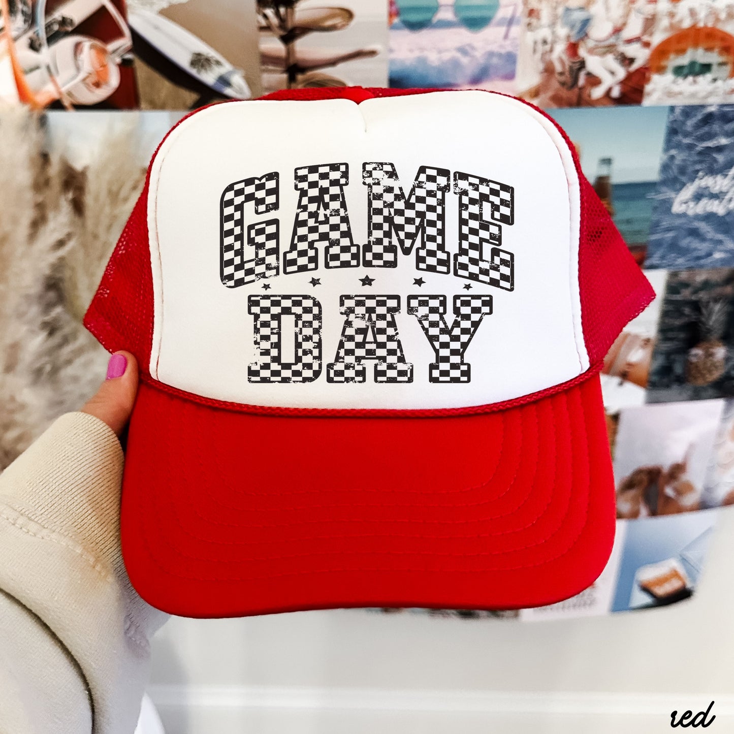 Checkered Game Day Trucker Hat *9 COLORS
