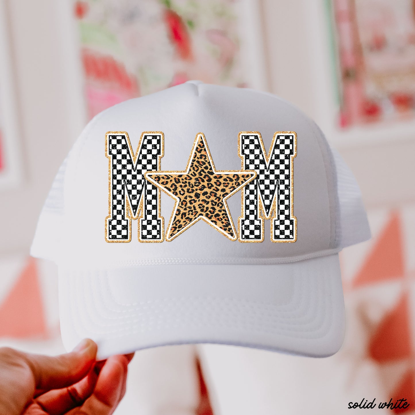 Checkered Star Mom Trucker Hat *13 COLORS