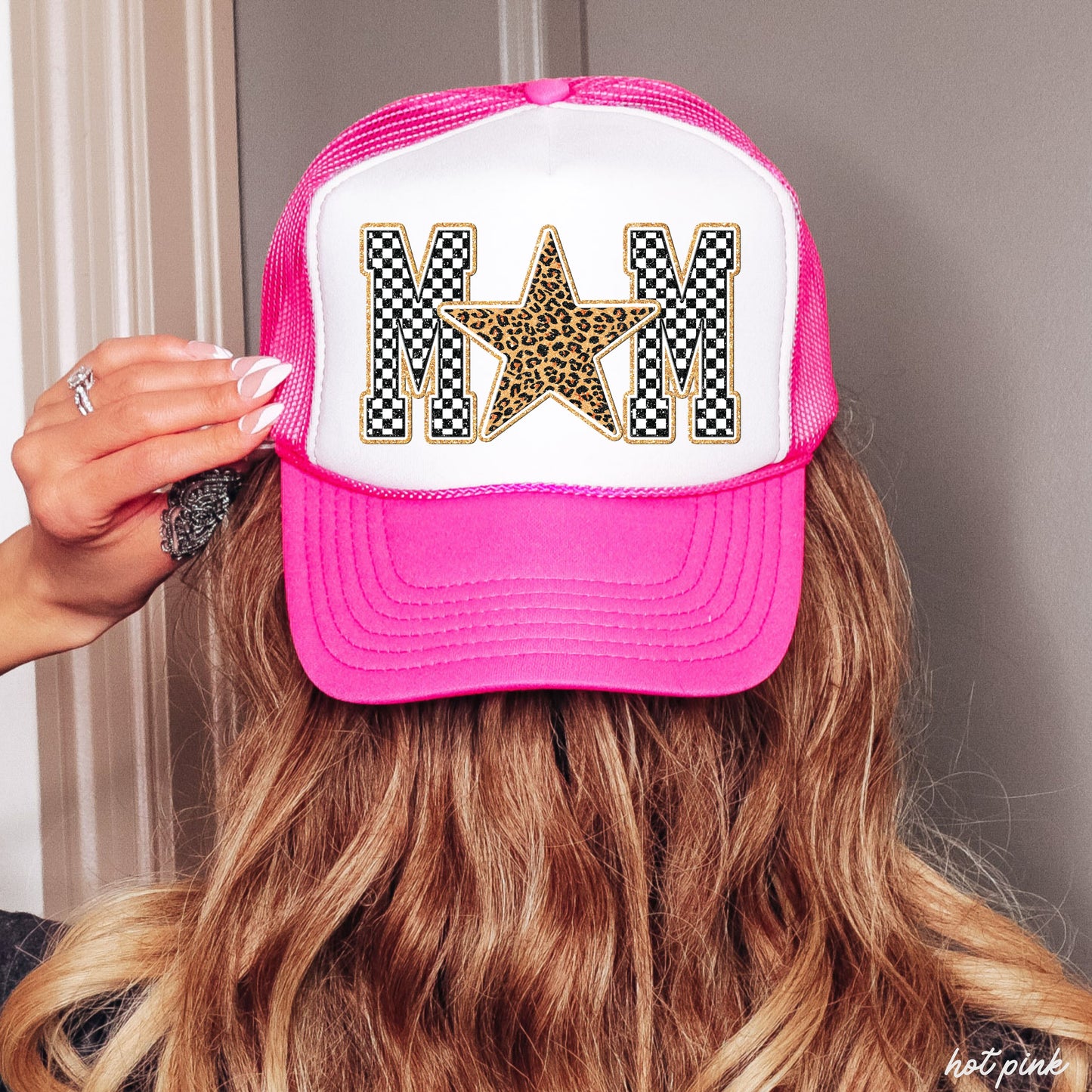 Checkered Star Mom Trucker Hat *13 COLORS