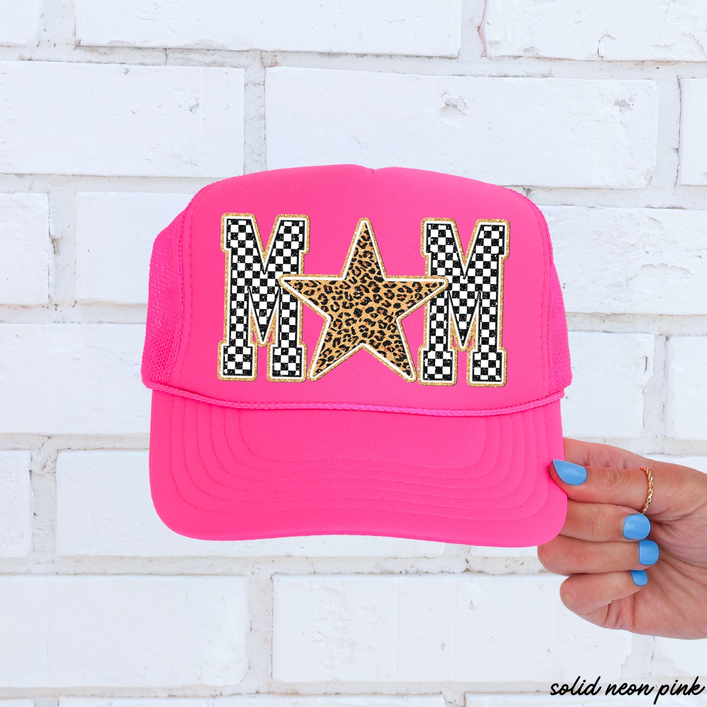 Checkered Star Mom Trucker Hat *13 COLORS