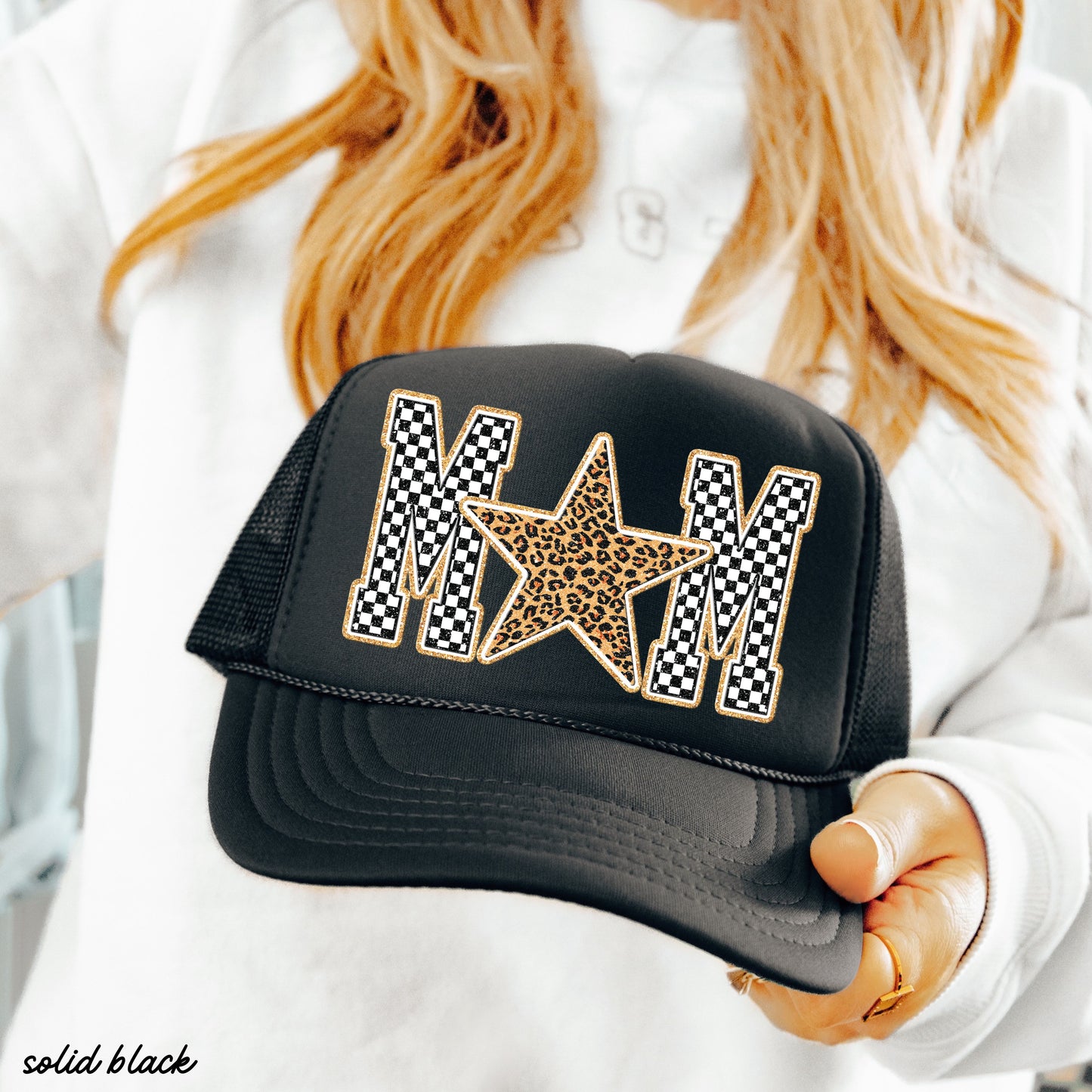 Checkered Star Mom Trucker Hat *13 COLORS