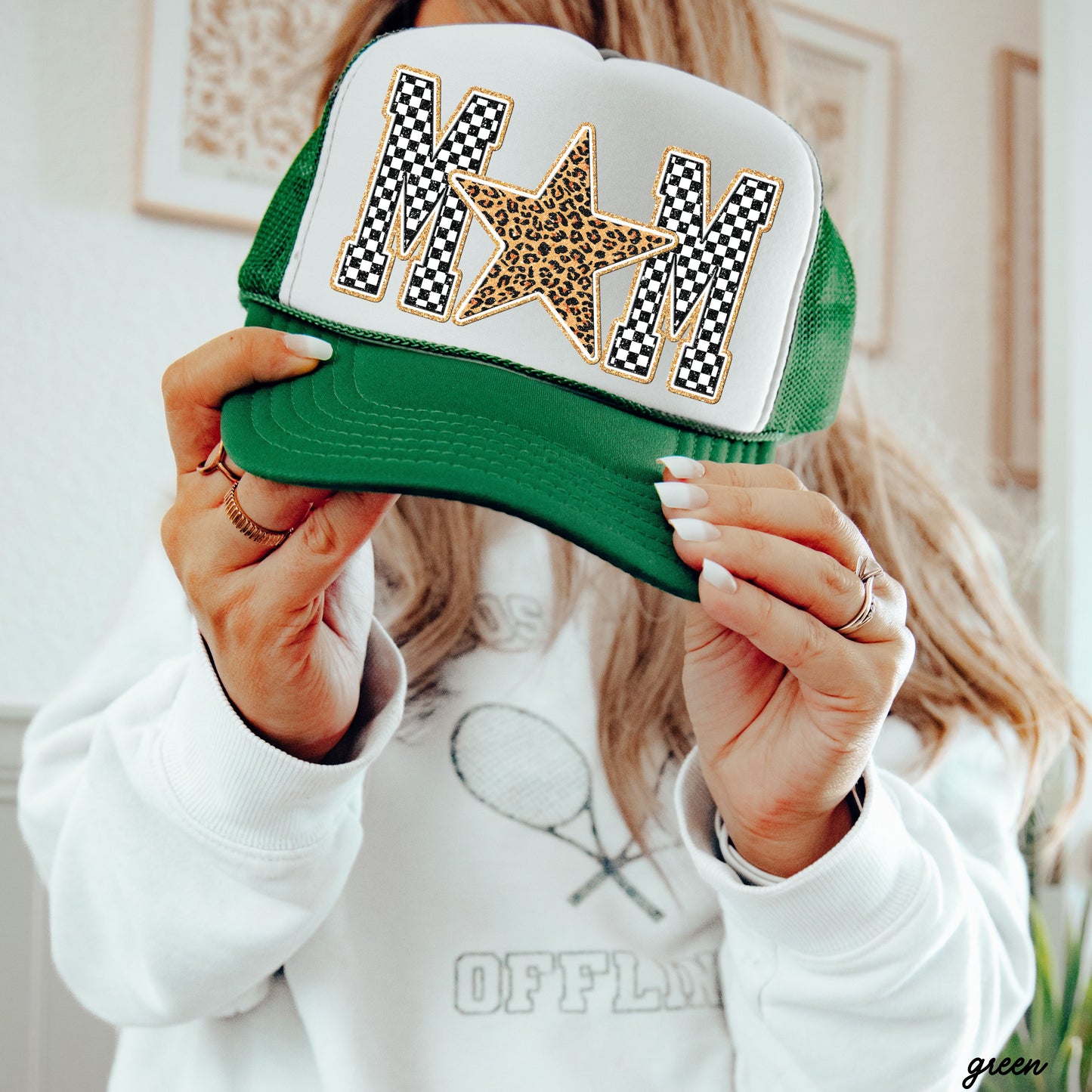 Checkered Star Mom Trucker Hat *13 COLORS