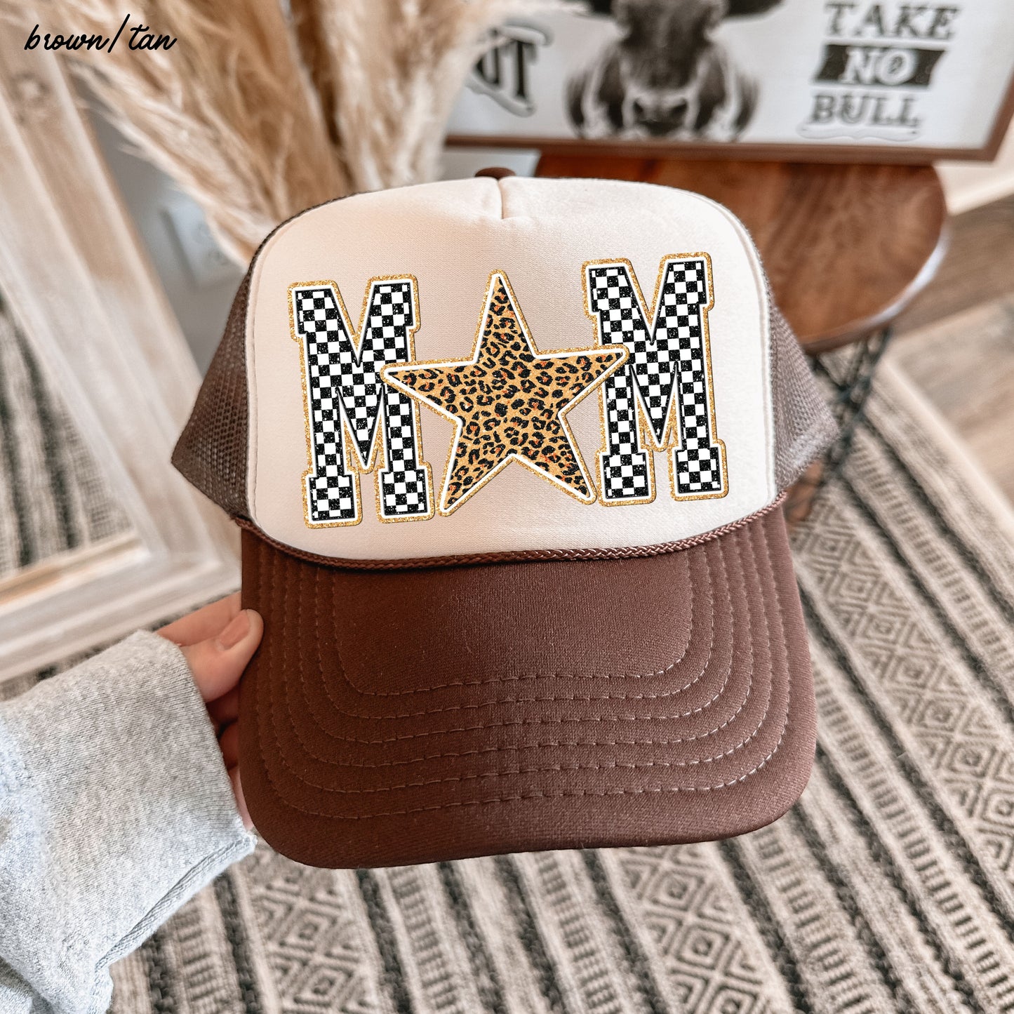 Checkered Star Mom Trucker Hat *13 COLORS