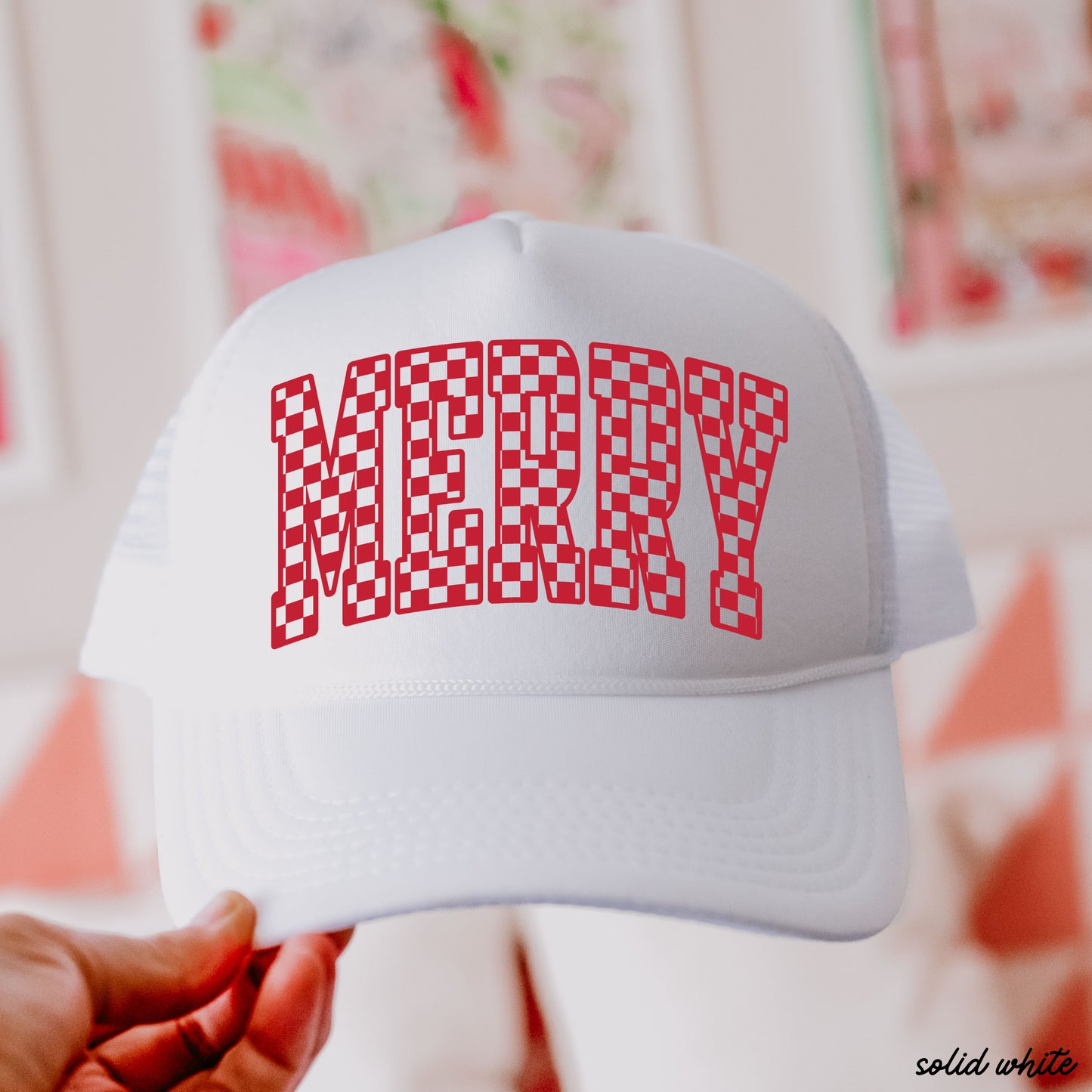 Checkered Merry Trucker Hat *8 Colors