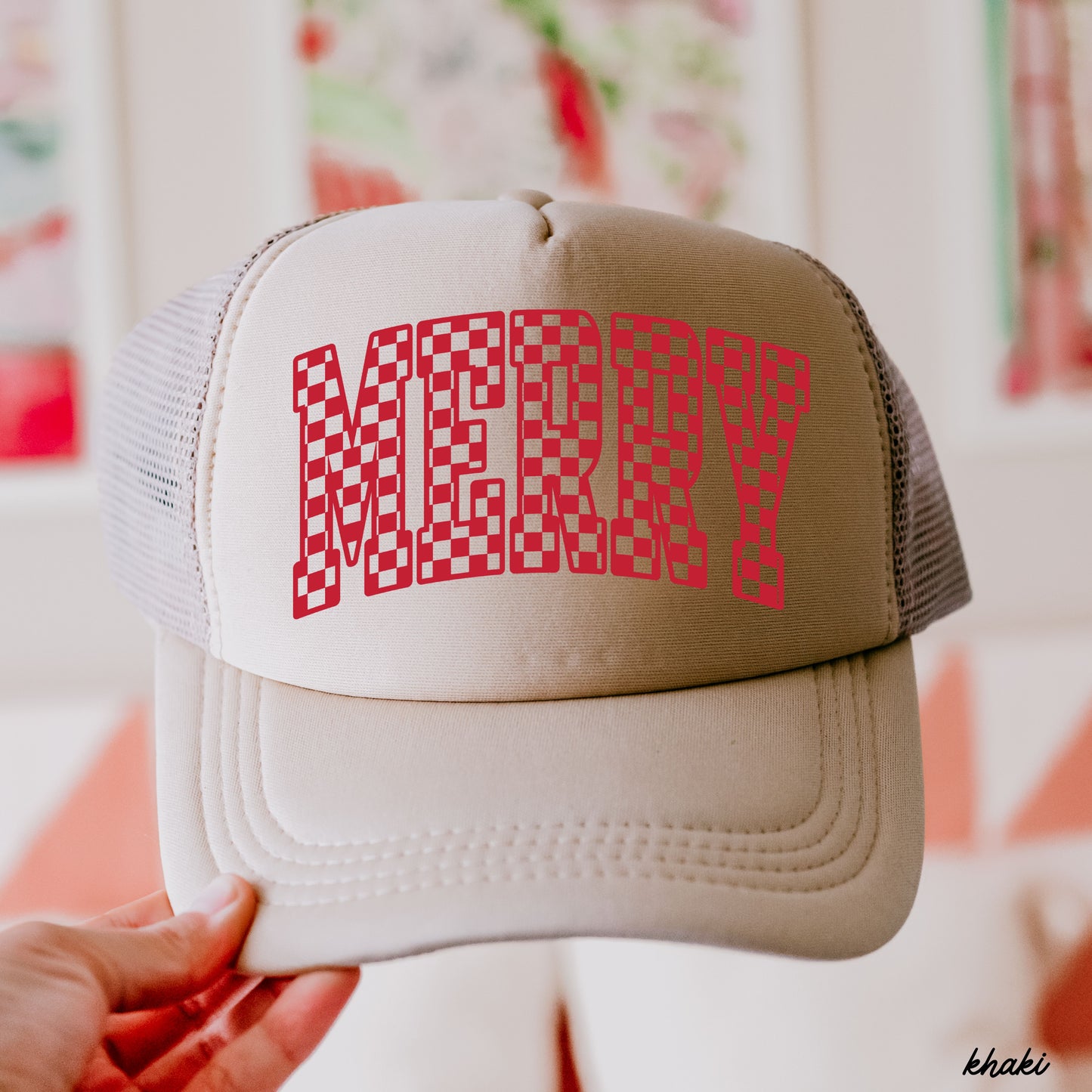 Checkered Merry Trucker Hat *8 Colors