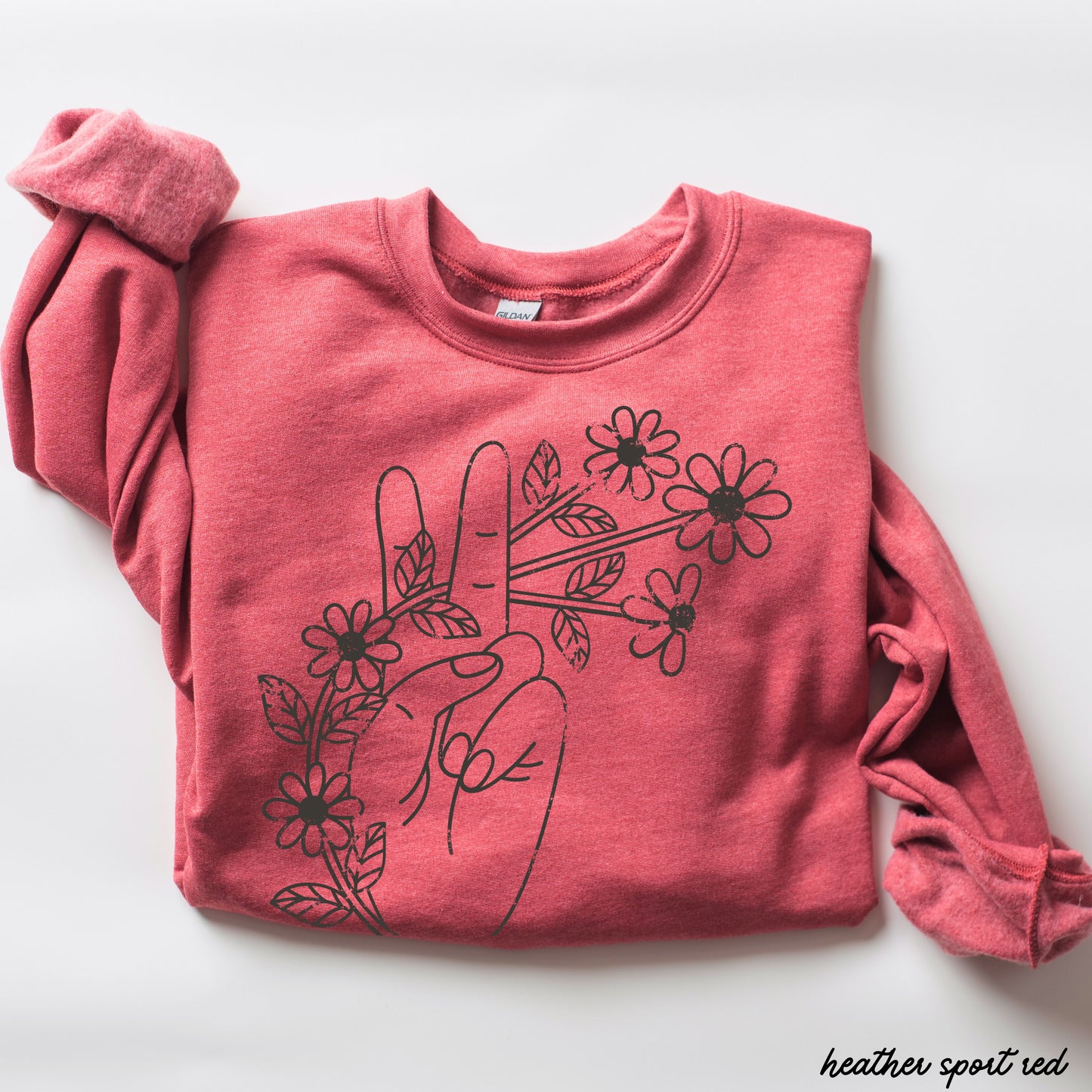 Floral Hand Peace Sign Sweatshirt *9 Colors (S-3X)
