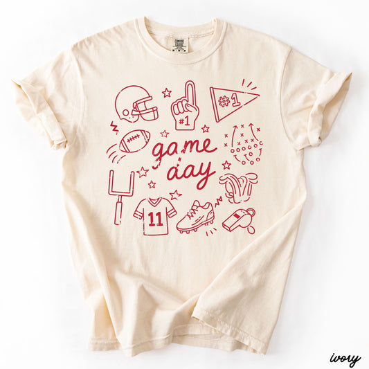 Football Game Day Doodle Tee *21 Colors (S-3X)