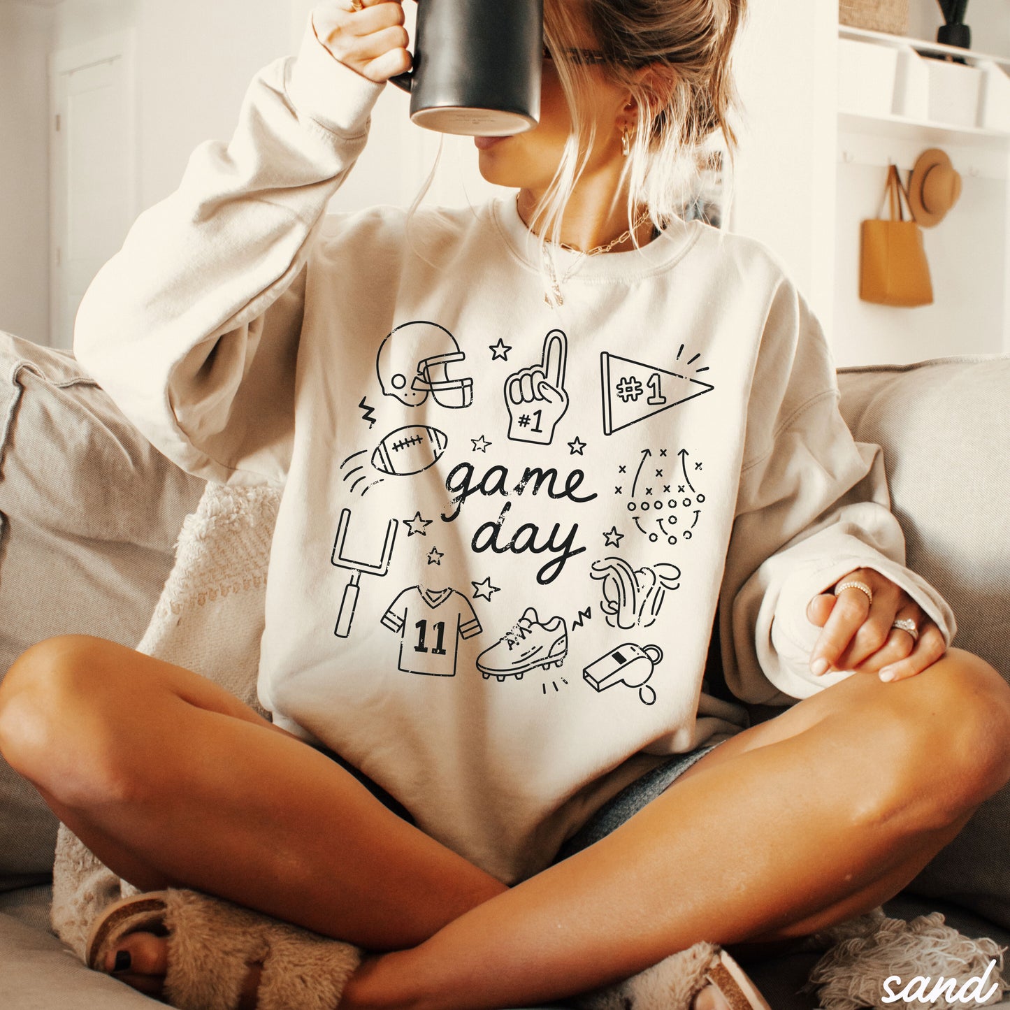 Football Game Day Doodle Sweatshirt *11 Colors (S-3X)