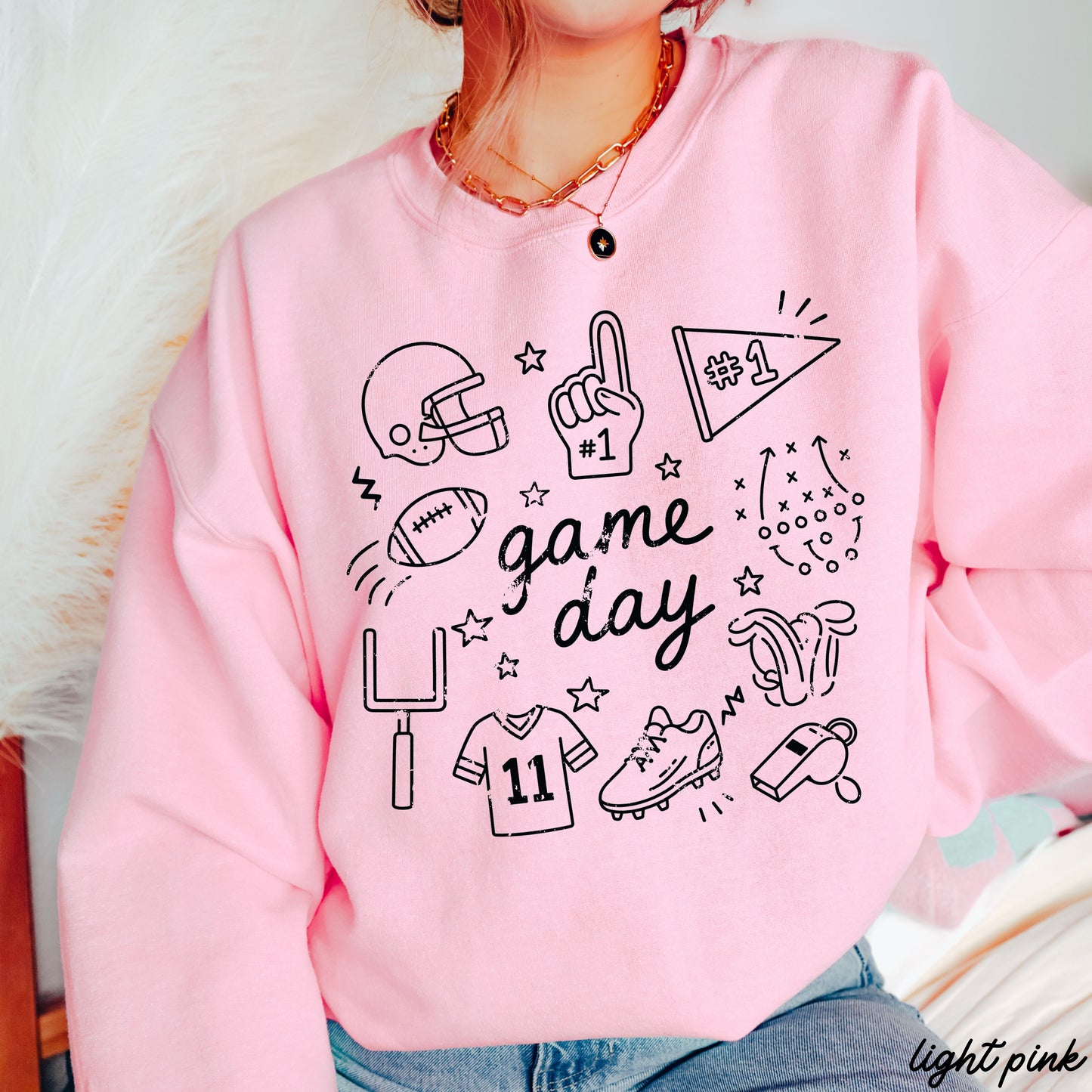 Football Game Day Doodle Sweatshirt *11 Colors (S-3X)