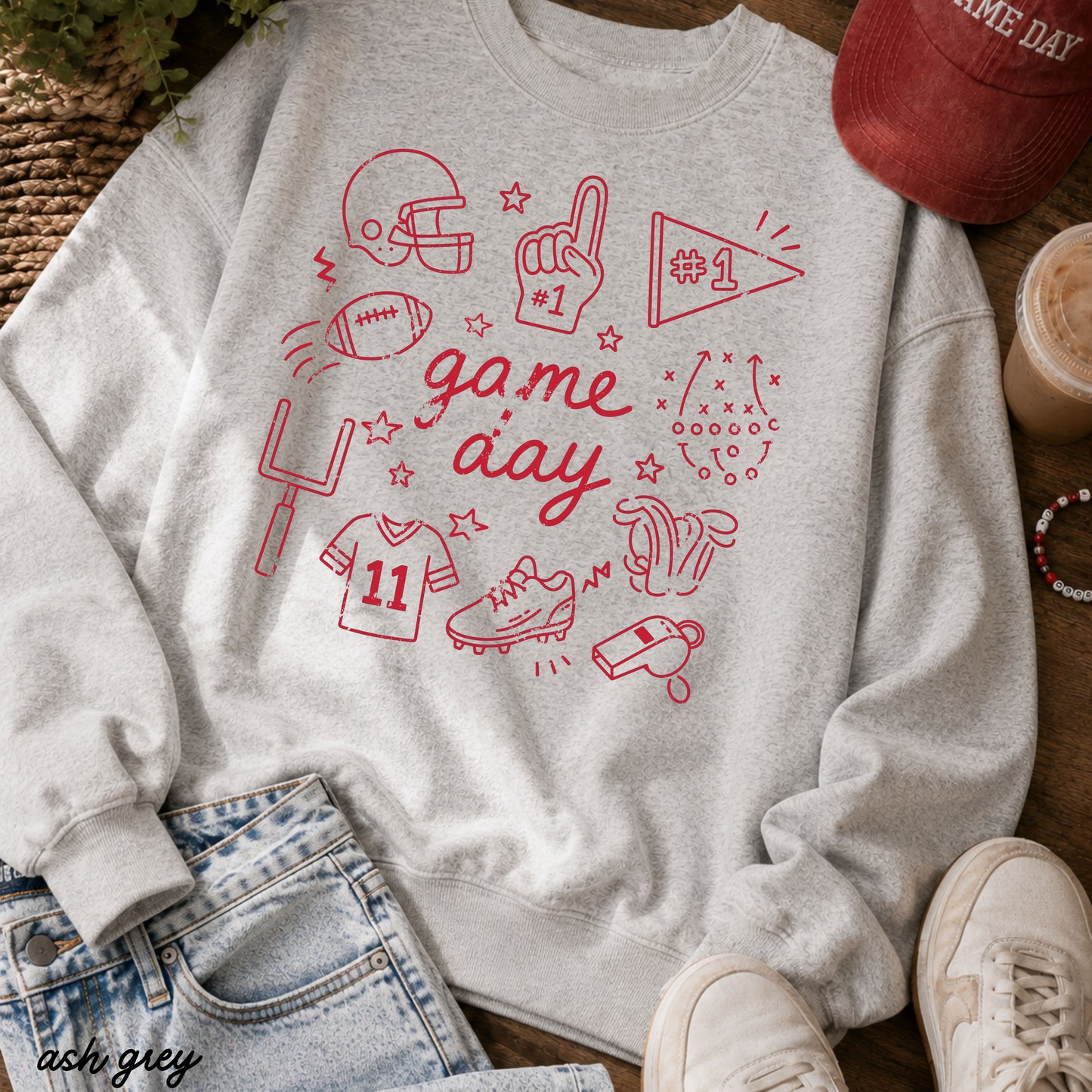 Football Game Day Doodle Sweatshirt *11 Colors (S-3X)