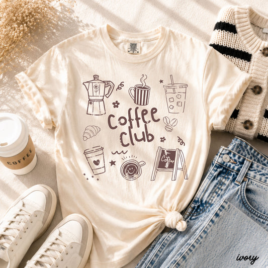 Coffee Club Doodle Tee *20 Colors (S-3X)
