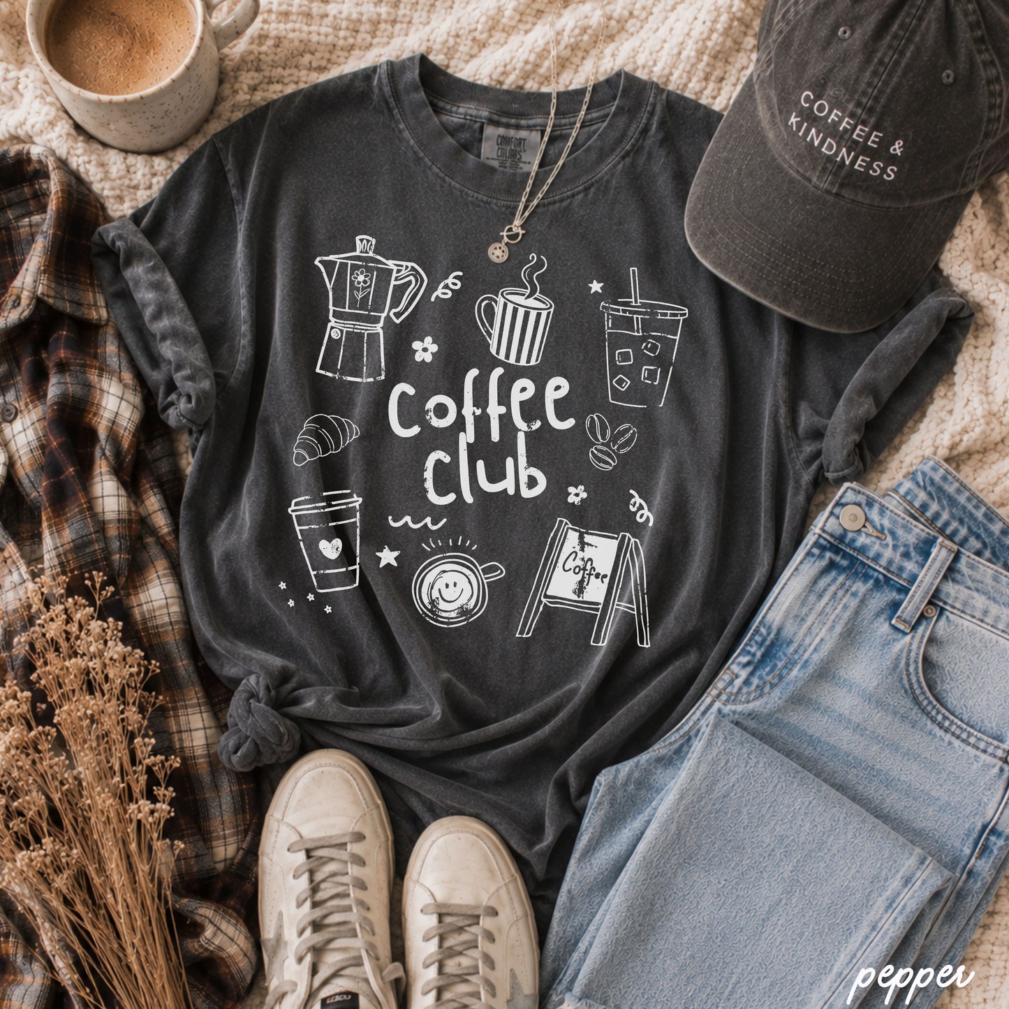 Coffee Club Doodle Tee *20 Colors (S-3X)