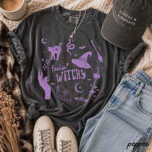 Feelin' Witchy Collage Tee *13 Colors (S-3X)