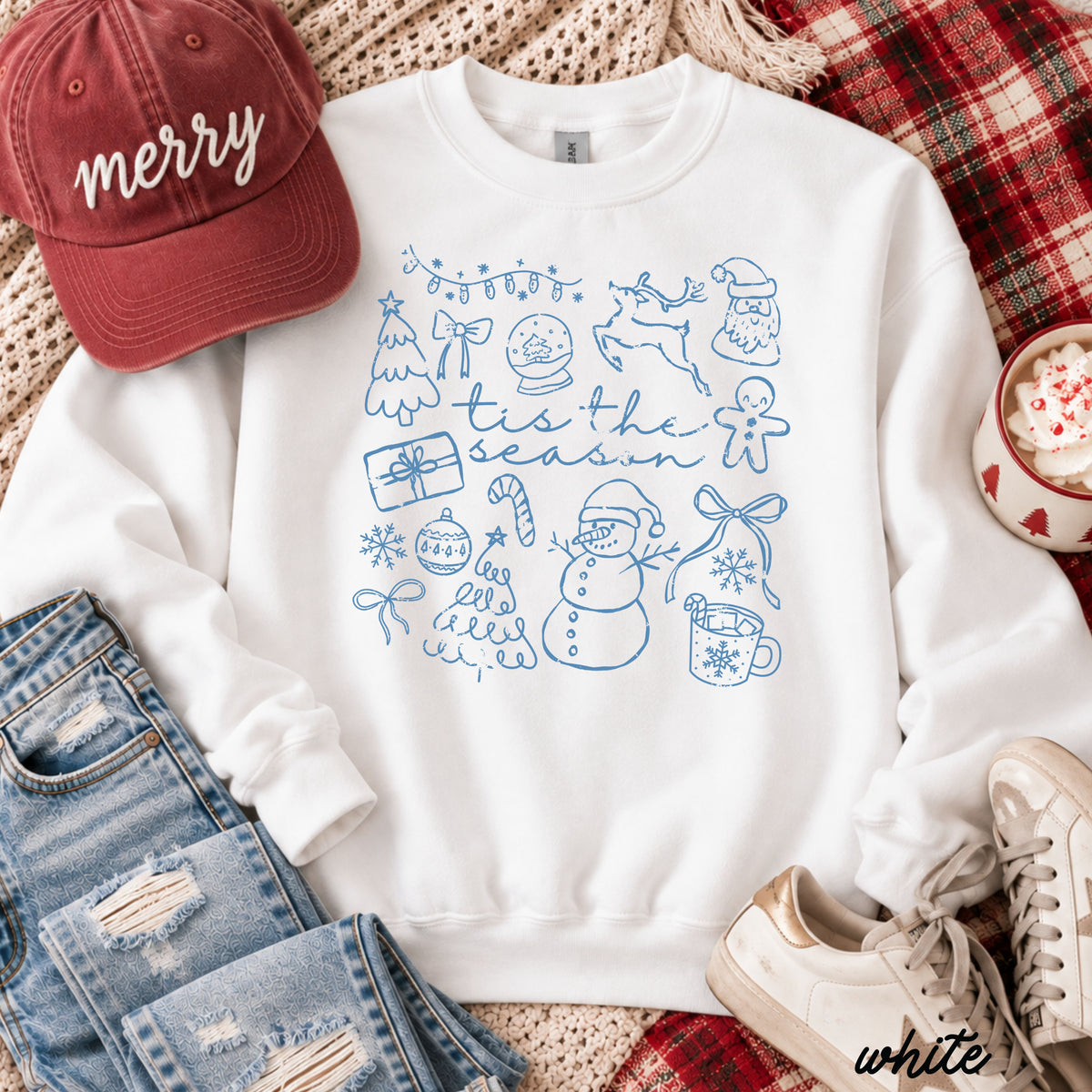Tis The Season Doodle Sweatshirt *7 Colors (S-3X)