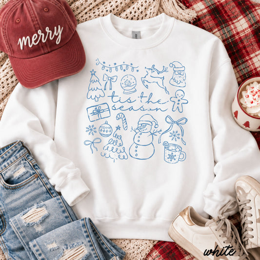 Tis The Season Doodle Sweatshirt *7 Colors (S-3X)