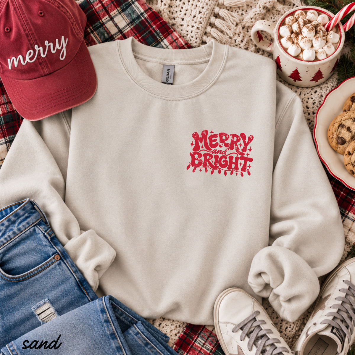 Pocket Merry & Bright Sweatshirt *8 Colors (S-3X)