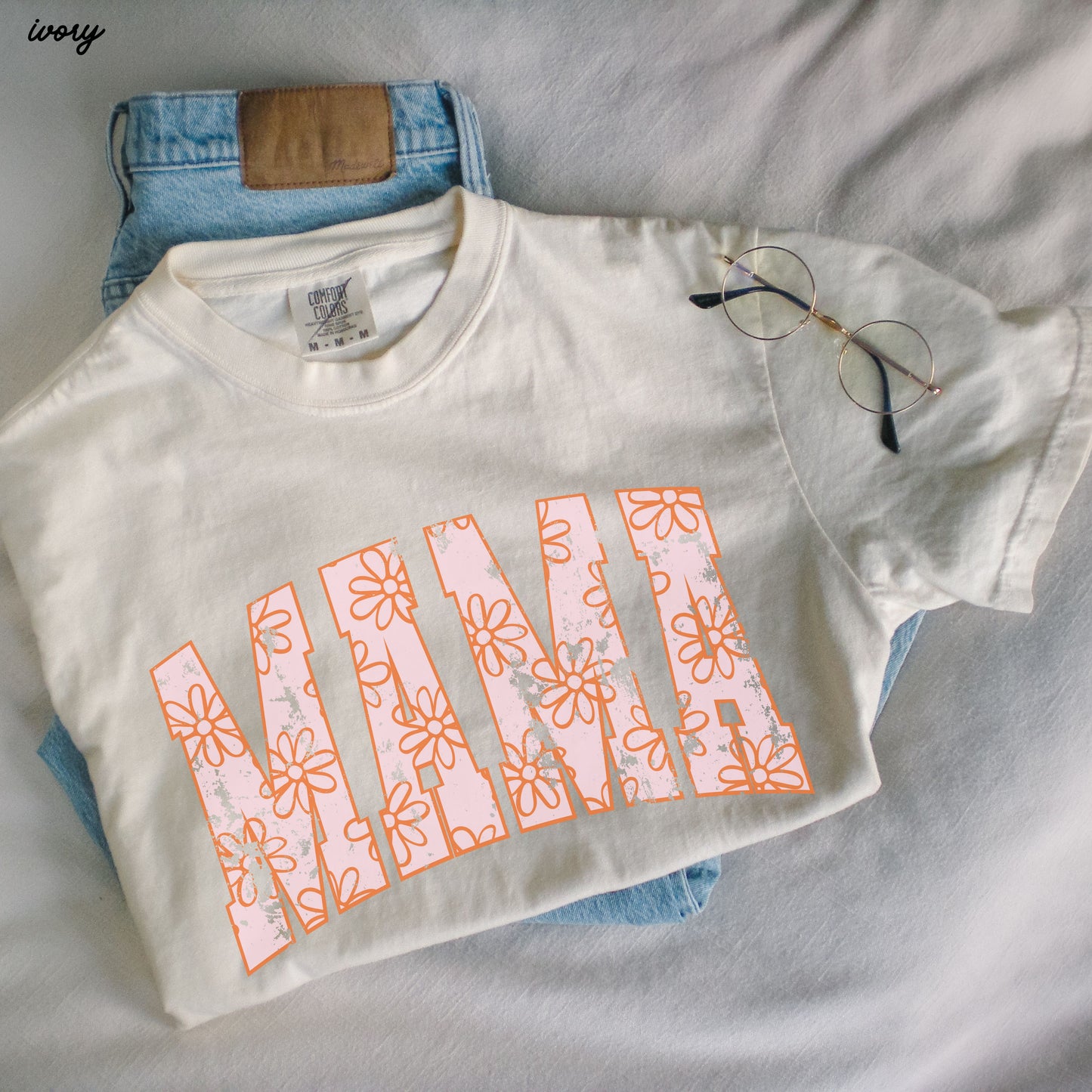 *Mama Floral Outline Tee *7 Colors (S-3X)