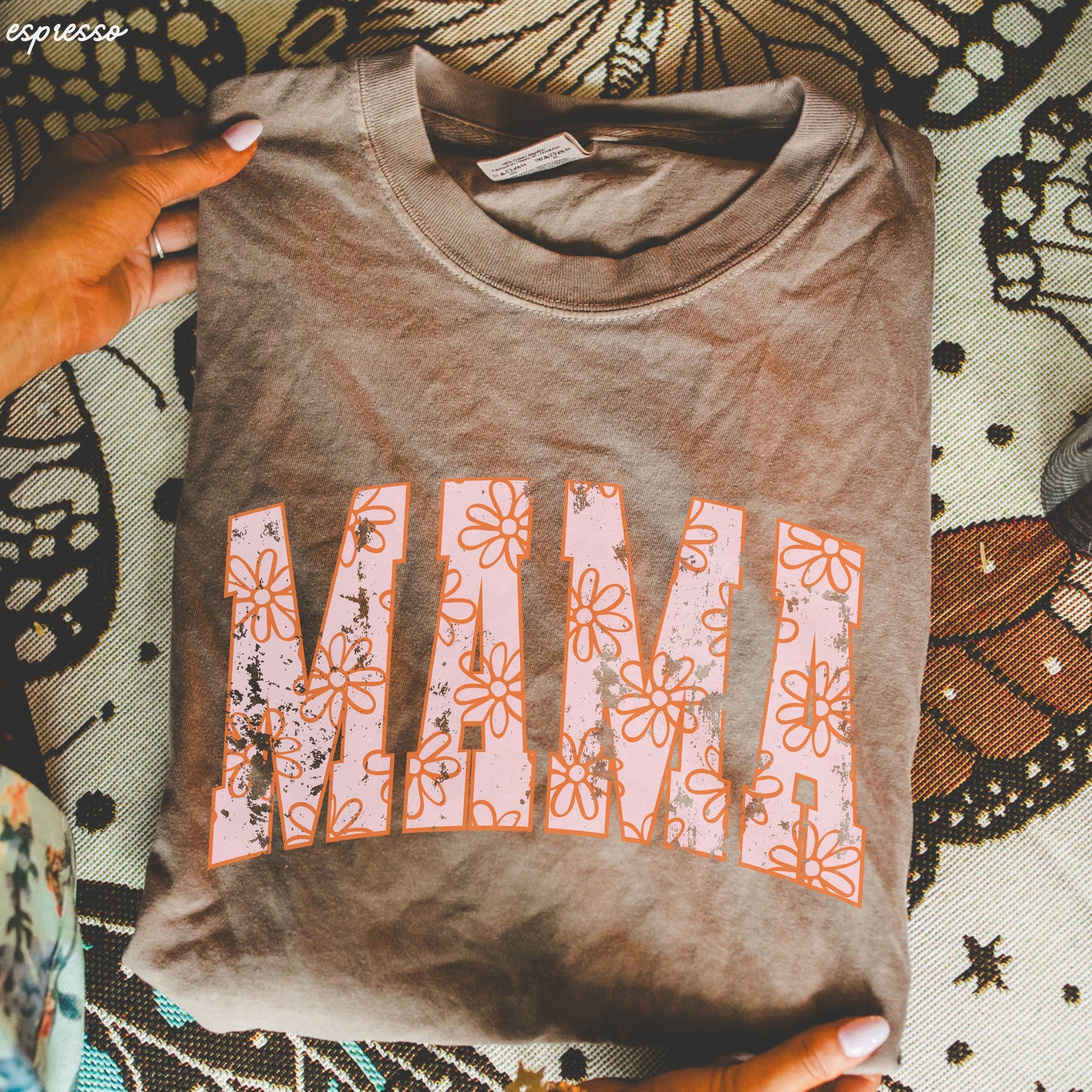 *Mama Floral Outline Tee *7 Colors (S-3X)